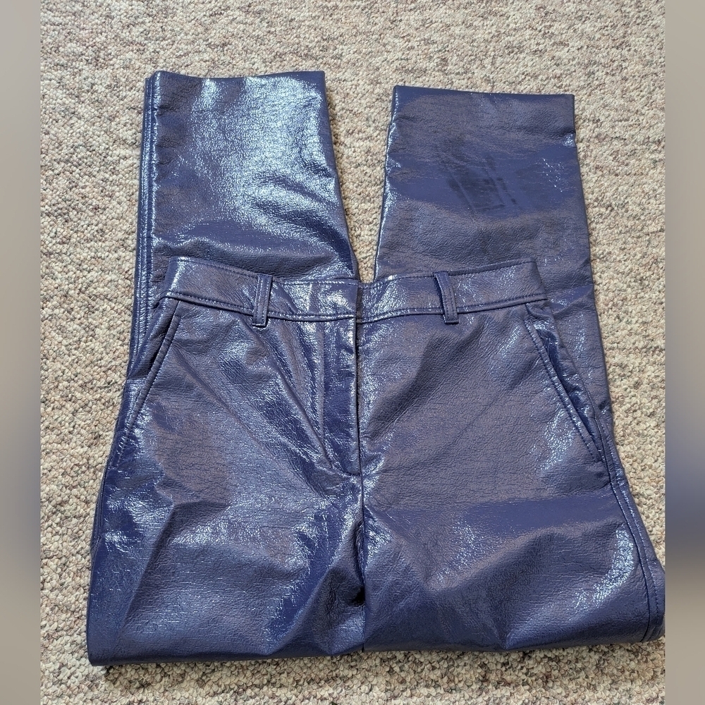 Aritzia Babaton Command Cropped Mid-rise Vegan Leather Pants Purple Womens 6